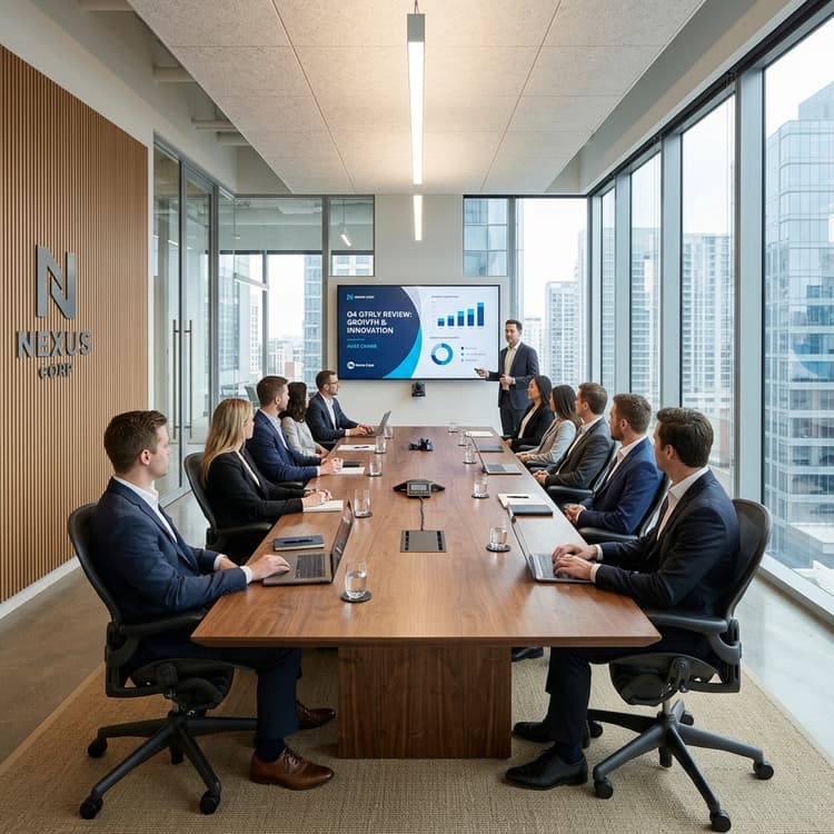 Modern conference room with presentation setup