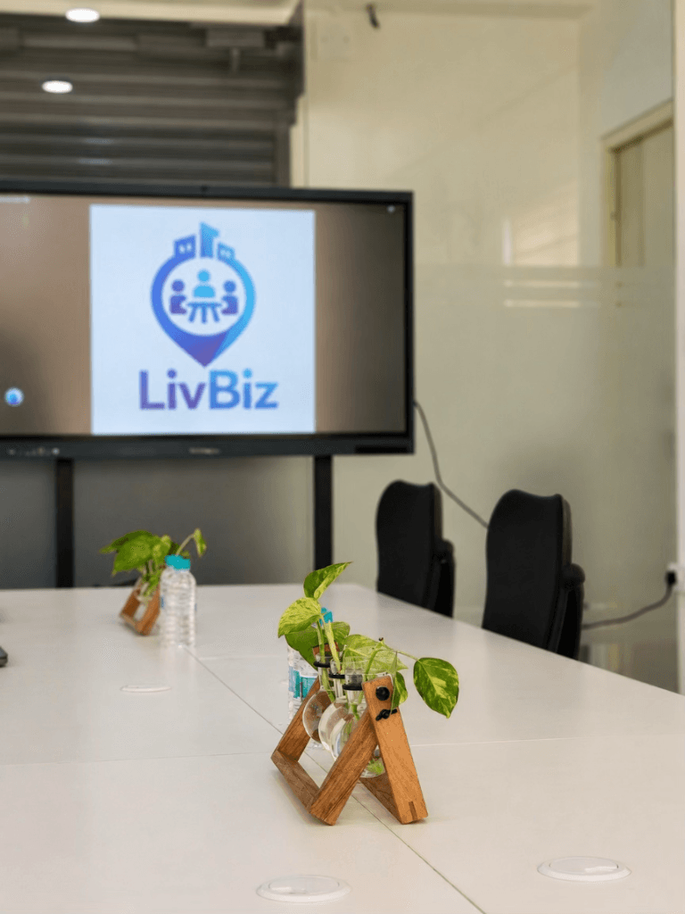LivBiz meeting room with warm ambient lighting