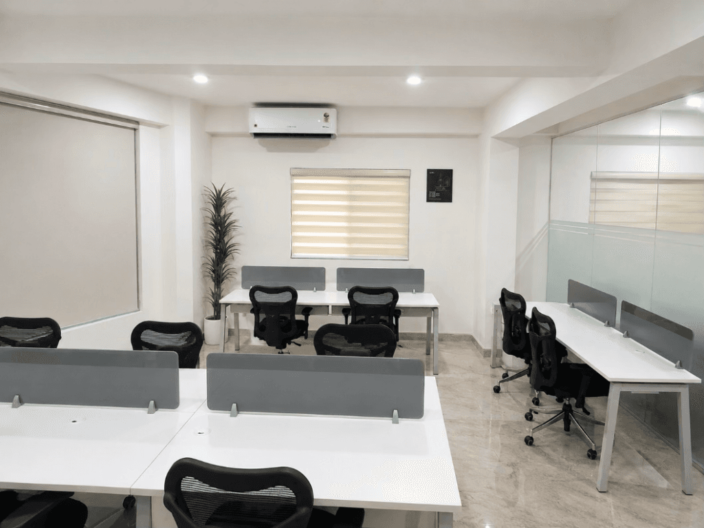 LivBiz open workstation area with privacy dividers